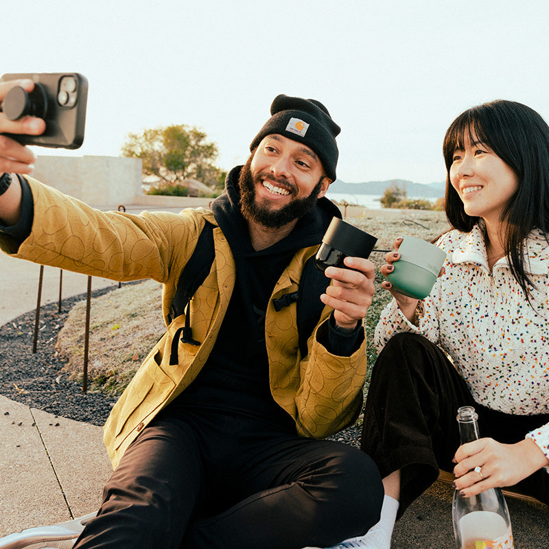 8oz-rise-lowball-tumbler-c7 8oz_rise_lowball_black_iceberg_couple_selfie_city_square.jpg